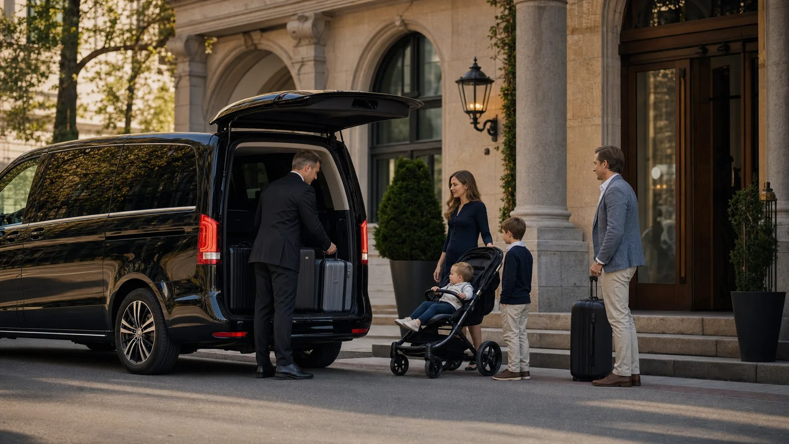 electronica Munich Chauffeur private ride with family and luggage in Munich